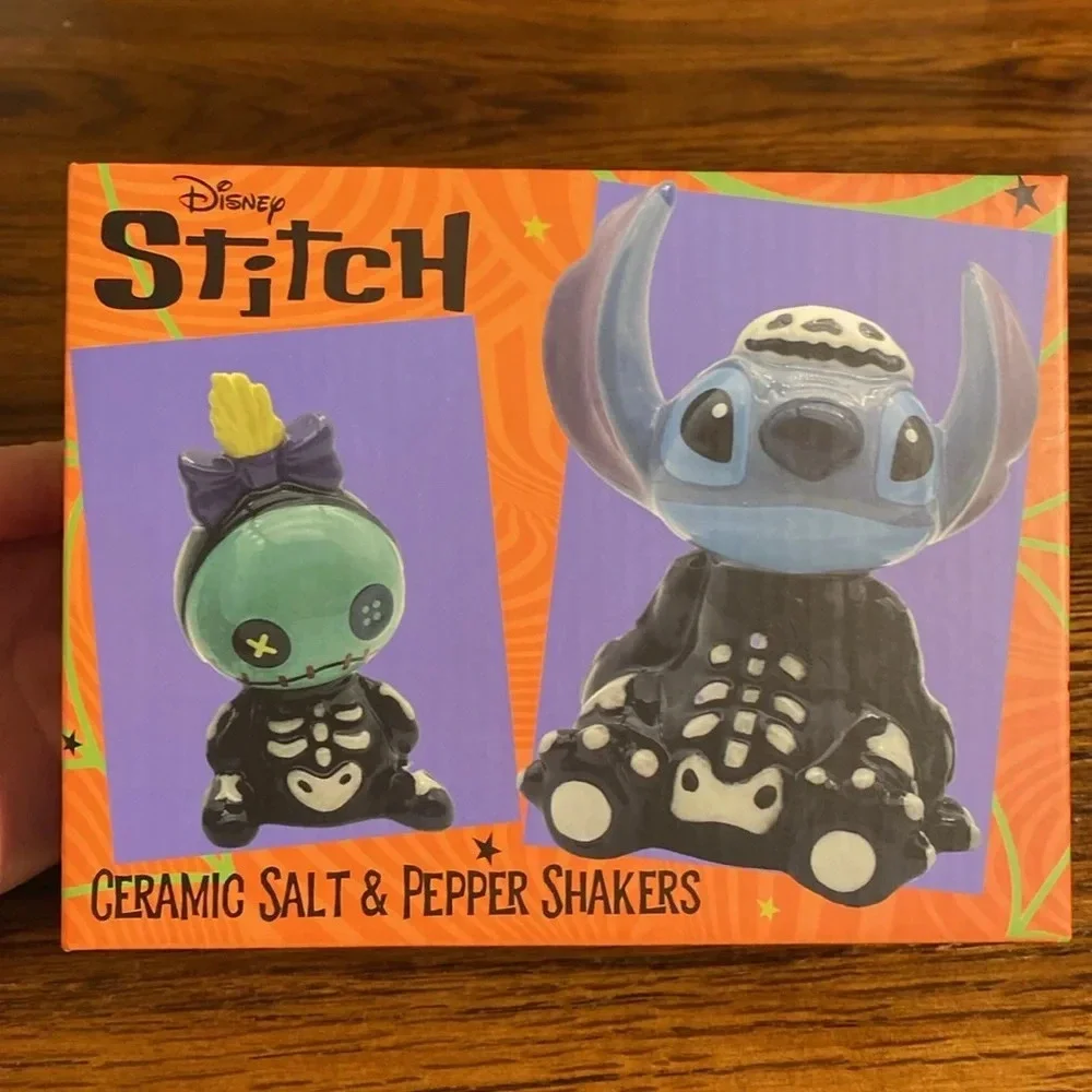 Disney Stitch Scrump Halloween Salt Pepper Shakers Ceramic Hand Painted NIB